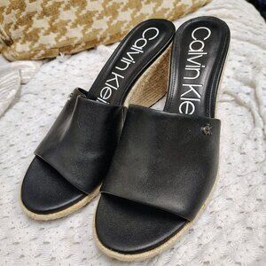 Calvin Klein Women's Britta Leather Open Toe Sandal